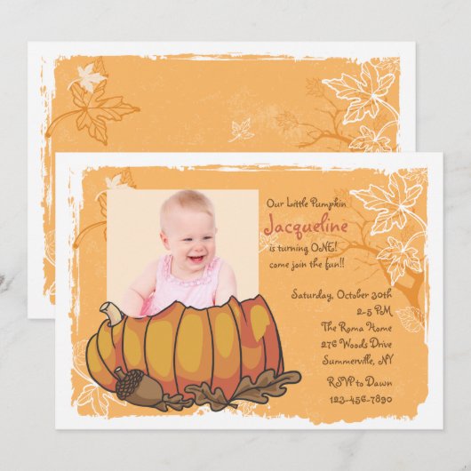 Pumpkin Foto Einladung (Vorne/Hinten)