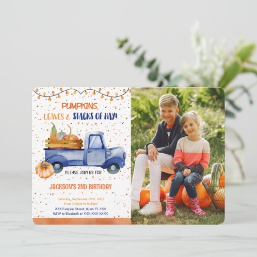 Pumpkin Foto Einladung (Stehend Vorderseite)
