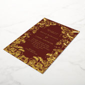 Pumpkin Frame Hochzeit im Herbst Burgundy & Gold F Folieneinladung (Gedreht)