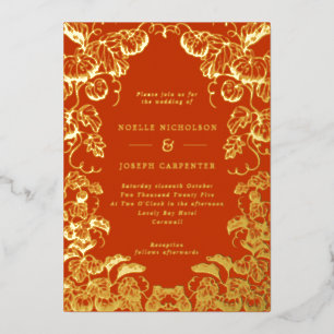 Pumpkin Frame Hochzeit im Herbst Burnt Orange & Go Folieneinladung