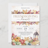 Pumpkin Friendsgiving Dinner Rustikale Wasserfarbe Einladung (Vorderseite)