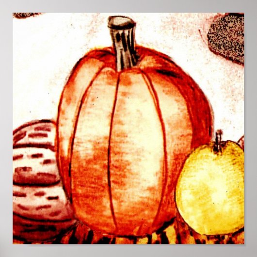 Pumpkin & Fruit Print Poster (Vorne)