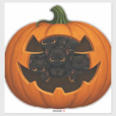 Pumpkin Full of Kittens - Cute Black Cat Halloween Aufkleber (Blatt)