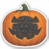 Pumpkin Full of Kittens - Niedliches Schwarzes Kat Aufkleber (Vorderseite)
