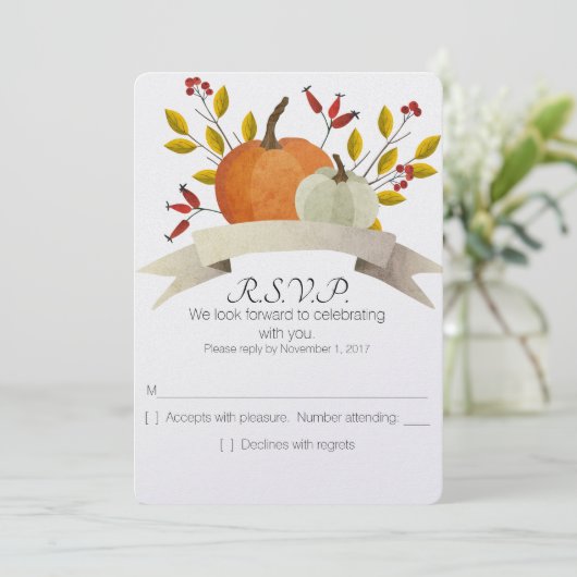 Pumpkin Fun/Erntedank Hochzeit/UAWG Einladung (Stehend Vorderseite)