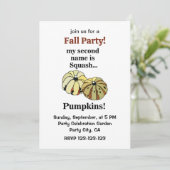 Pumpkin Funny Fall Party Einladung (Stehend Vorderseite)
