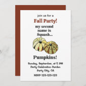 Pumpkin Funny Fall Party Einladung (Vorne/Hinten)