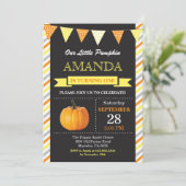 Pumpkin Geburtstag Einladung Orange und Gelb (Stehend Vorderseite)