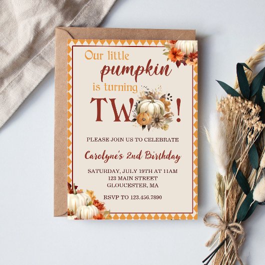 Pumpkin Geburtstag Unser kleiner Kürbis dreht zwei Einladung