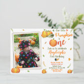 Pumpkin-Geburtstagseinladung Foto Fall Einladung (Stehend Vorderseite)