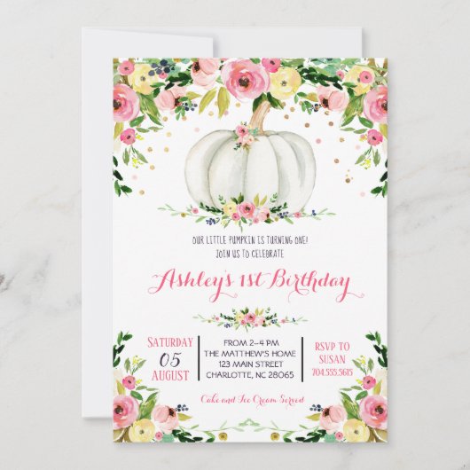 Pumpkin Geburtstagseinladung Herbst Geburtstag ein Einladung (Vorderseite)