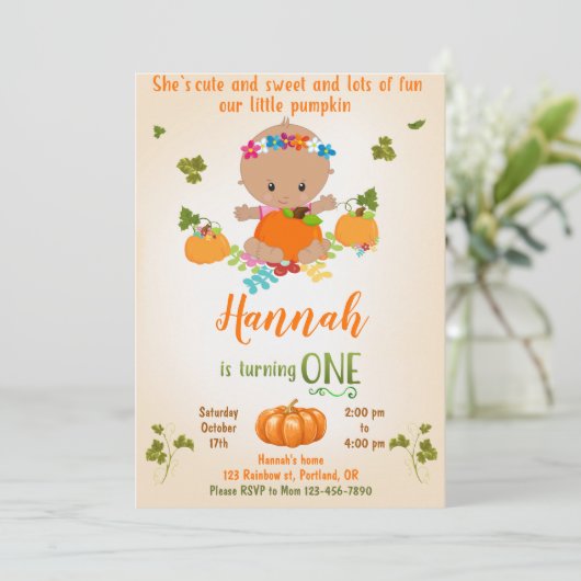 Pumpkin-Geburtstagseinladung Herbsteinladung Einladung (Stehend Vorderseite)