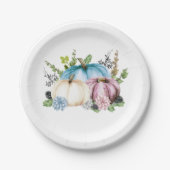 Pumpkin Gender enthüllt Pink Blue Pumpkins Pappteller (Vorderseite)