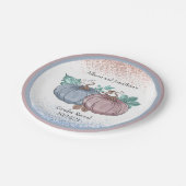 Pumpkin Gender enthüllt rosa blauen Herbst Glitzer Pappteller (Schrägansicht)