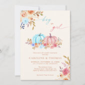 Pumpkin Gender offenbaren Blue Pink Einladung (Vorderseite)