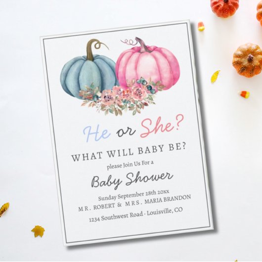 Pumpkin Gender offenbaren Einladung Junge oder Mäd