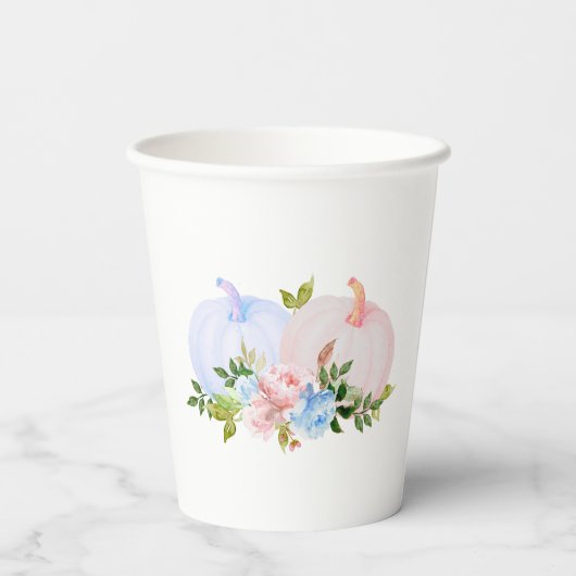 Pumpkin Gender offenbart rosa blauen Herbst Pappbecher (Rückseite)