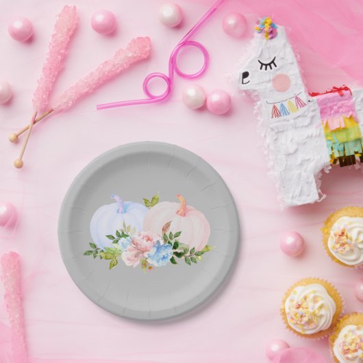 Pumpkin Gender offenbart rosa blauen Herbst Pappteller (Party)