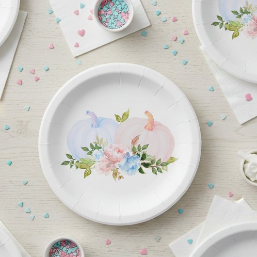 Pumpkin Gender offenbart rosa blauen Herbst Pappteller