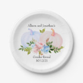 Pumpkin Gender offenbart rosa blauer Herbst Custom Pappteller (Vorderseite)