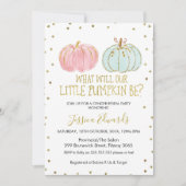Pumpkin Gender Reveal Baby Shower Einladung (Vorderseite)