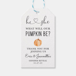 Pumpkin Gender Reveal Gefallen Tag Geschenkanhänger