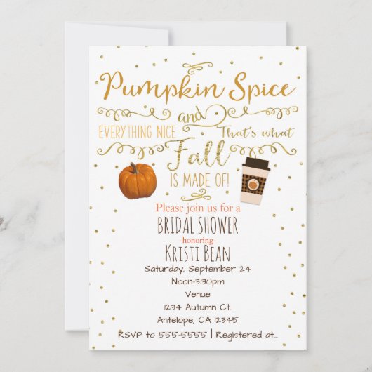 Pumpkin Gewürz & Alles Nizza Herbst Einladungen (Vorderseite)