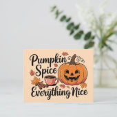 "Pumpkin Gewürz & Everything Nice" Autumn Grafik Postkarte (Stehend Vorderseite)
