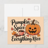 "Pumpkin Gewürz & Everything Nice" Autumn Grafik Postkarte (Vorne/Hinten)