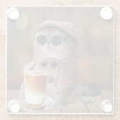 Pumpkin Gewürz Fall Cat Glass Untersetzer (Rückseite)