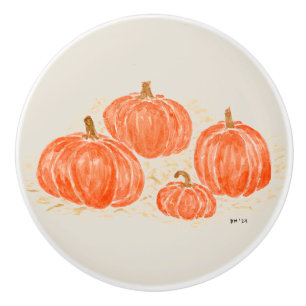 Pumpkin Gewürz Handgemalte Wasserfarbenkürbis Keramikknauf