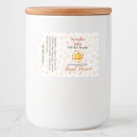 Pumpkin Gewürz Handmade-Seife | Kontrollsiegel Lebensmitteletikett (Vorderseite)