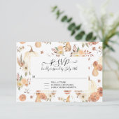 Pumpkin Gewürz Herbst Blätter Hochzeit RSVP Karte (Stehend Vorderseite)