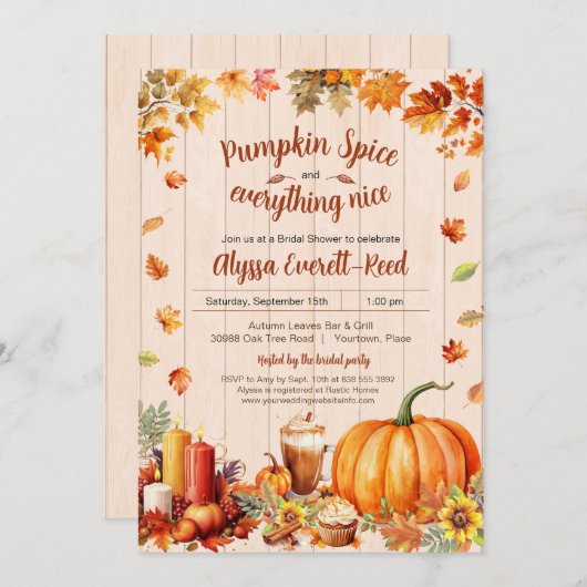 Pumpkin Gewürz Herbst Brautparty Party Einladung (Vorne/Hinten)