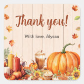 Pumpkin Gewürz Herbst Brautparty Party Quadratischer Aufkleber (Vorderseite)