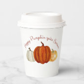 Pumpkin Gewürz Jahreszeit niedlicher Kürbis für He Pappbecher (Vorderseite)