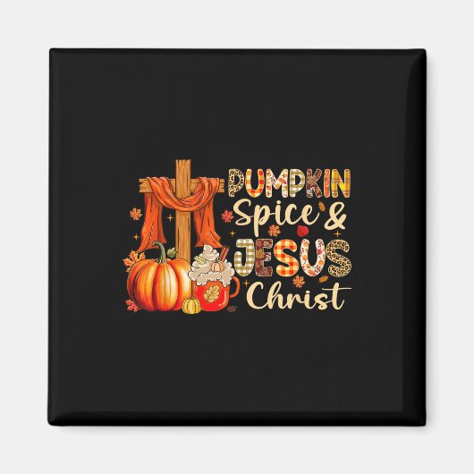 Pumpkin Gewürz Jesus Christus Erntedank Herbstfall Magnet (Vorne)