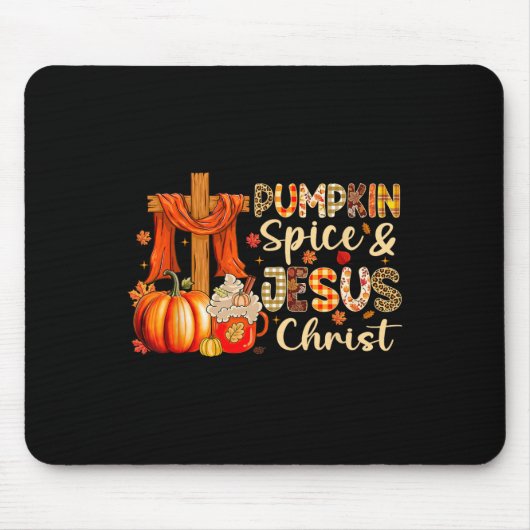 Pumpkin Gewürz Jesus Christus Erntedank Herbstfall Mousepad (Vorne)