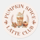Pumpkin Gewürz Latte Club Herbst Herbst Runder Aufkleber (Vorderseite)