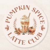 Pumpkin Gewürz Latte Club Herbst Herbst Runder Pappuntersetzer (Vorderseite)