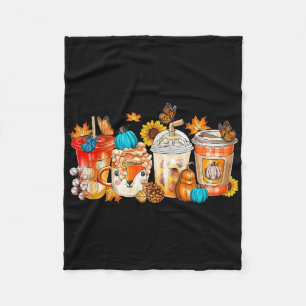 Pumpkin Gewürz Latte Fall Gemütlicher Kaffee Retro Fleecedecke