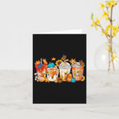 Pumpkin Gewürz Latte Fall Gemütlicher Kaffee Retro Karte (Gelbe Blume)