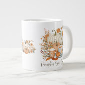 Pumpkin Gewürz Latte Fall Leaf Floral Jumbo-Tasse (Vorderseite Rechts)
