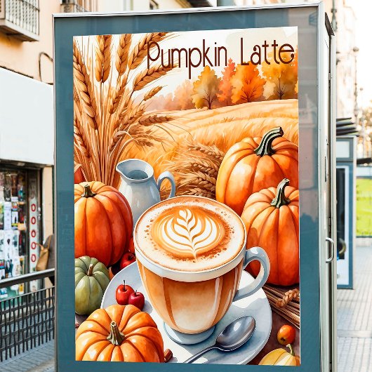 Pumpkin Gewürz Latte Herbstmauer Décor Poster