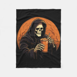 Pumpkin Gewürz Latte Kaffee Herbst Halloween Grim  Fleecedecke