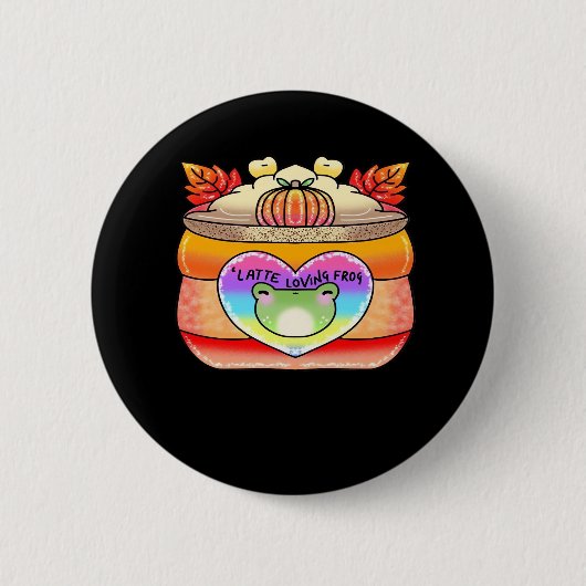 Pumpkin Gewürz Latte Love Frog Button (Vorderseite)