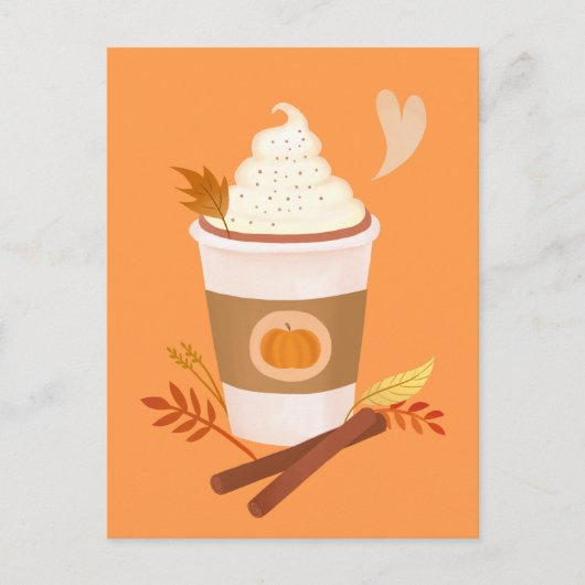 Pumpkin Gewürz Latte Orange Postkarte (Vorderseite)