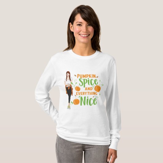 Pumpkin Gewürz Long Sleeve T-Shirt (Vorne ganz)