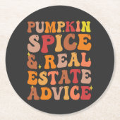 Pumpkin Gewürz & Real Anwesen Beratung Funny Groov Runder Pappuntersetzer (Vorderseite)