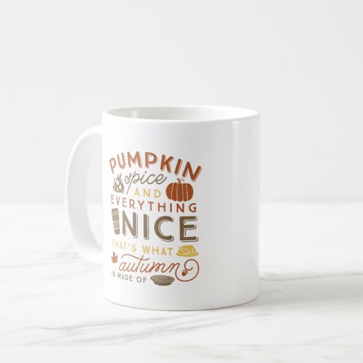 Pumpkin Gewürz Typografische Herbstkaffee Tasse (Vorderseite Links)